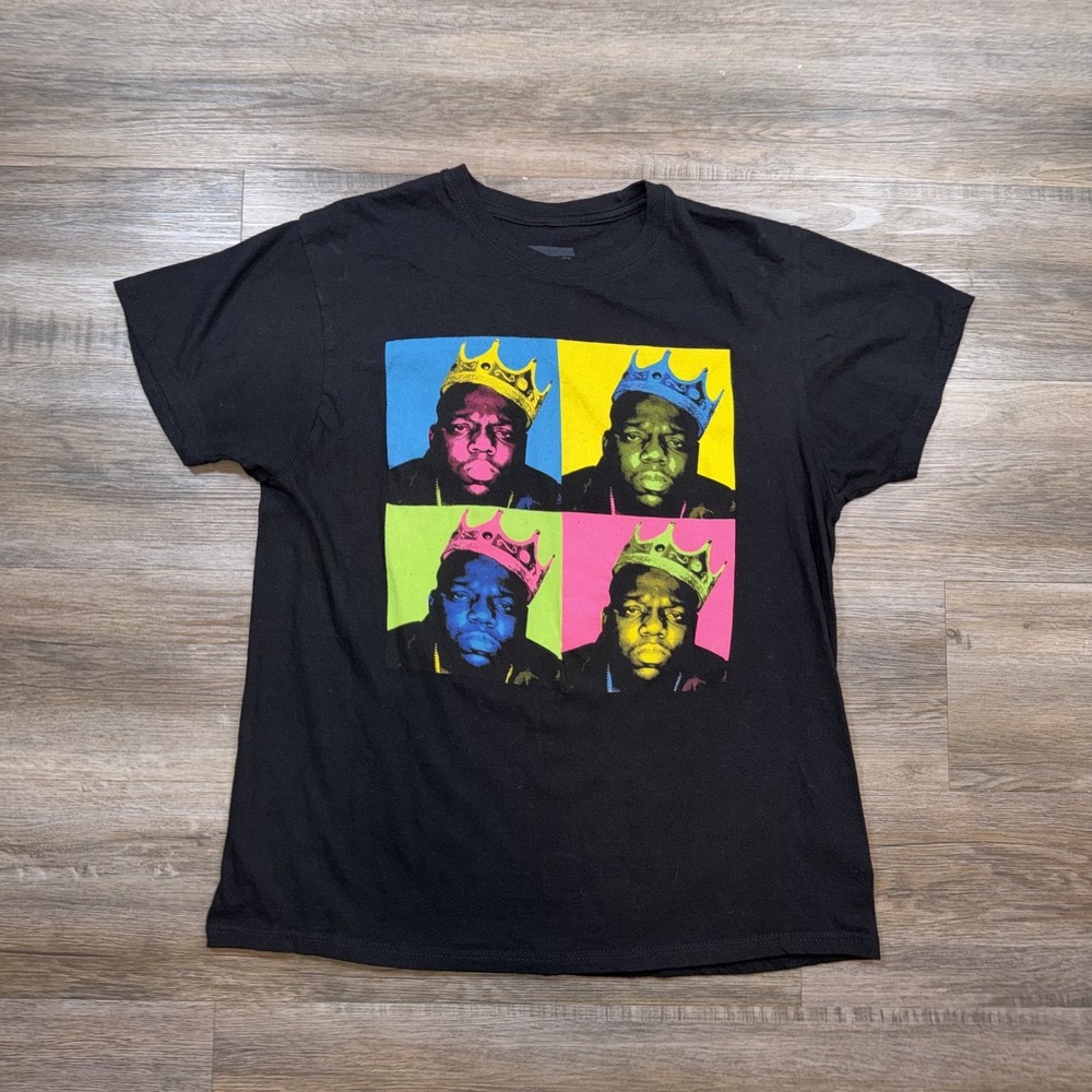 The Notorious B.I.G Shirt Adult Large Black Graphic Print Biggie Smalls Warhol